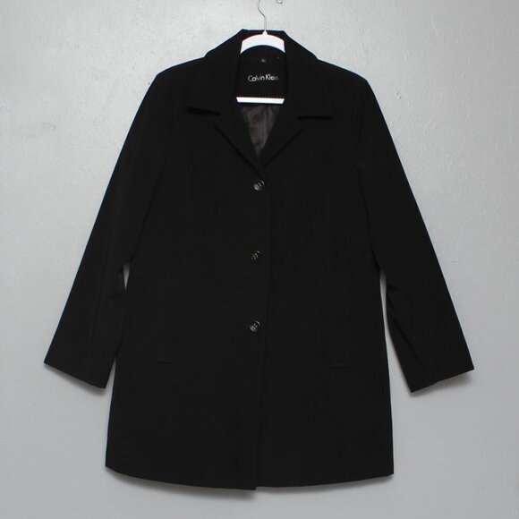 Calvin Klein black long line rain jacket - Picture 1 of 6